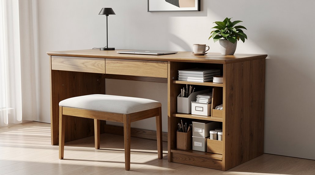 hidden under desk bench storage solution