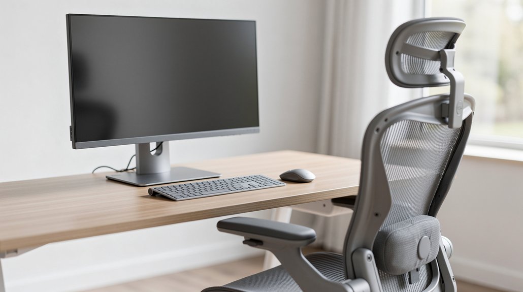 monitor top at eye level slight downward angle