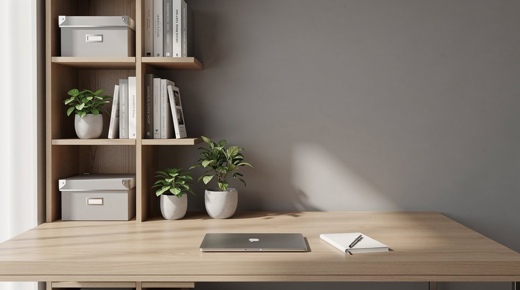 vertical shelves free desk space