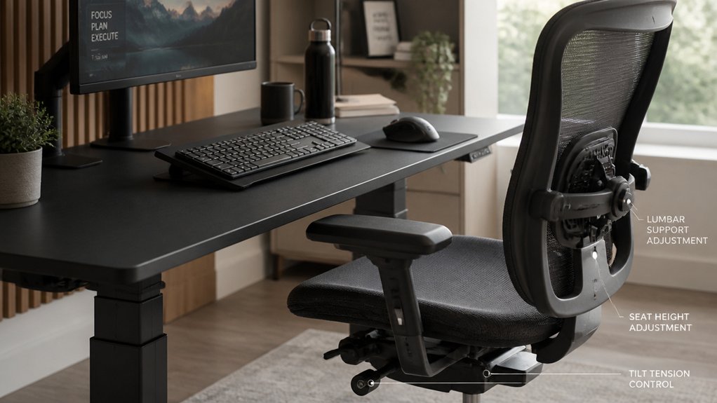 adjust desk and chair