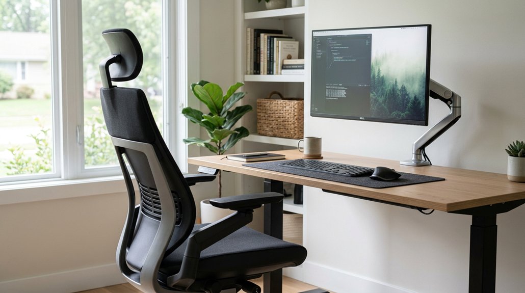 ergonomic chair and monitor