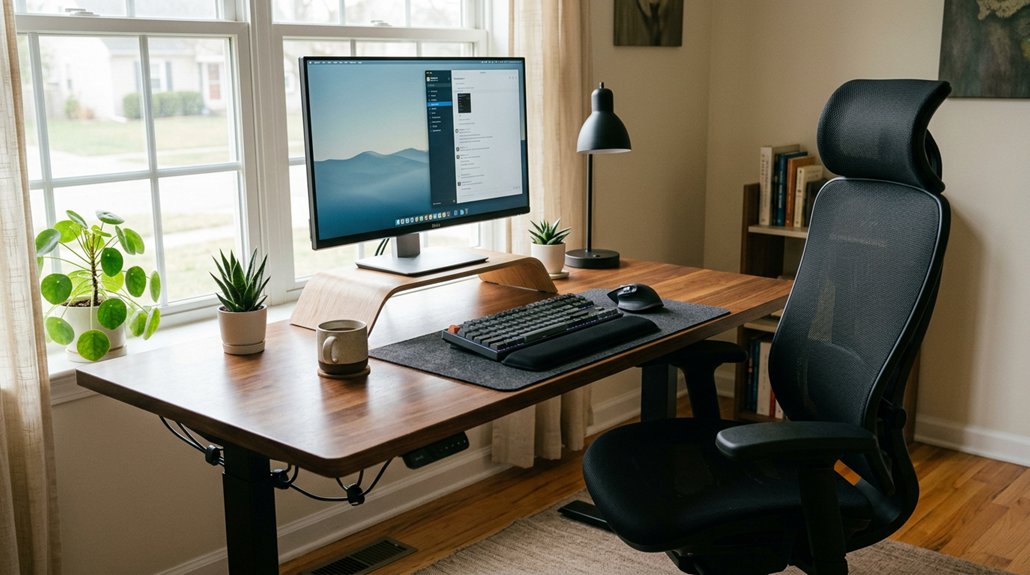 ergonomic chair and monitor