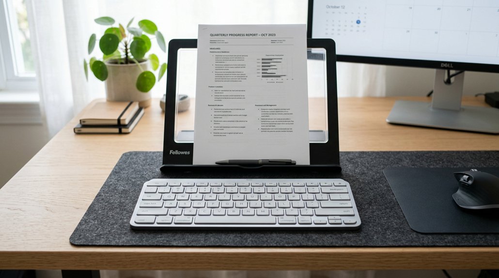ergonomic document and keyboard alignment