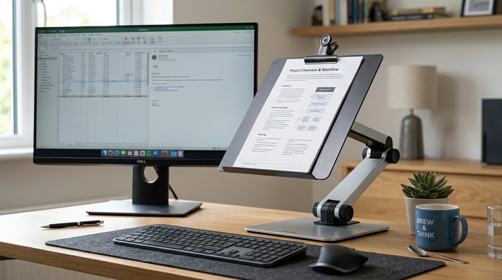 ergonomic document holder positioning