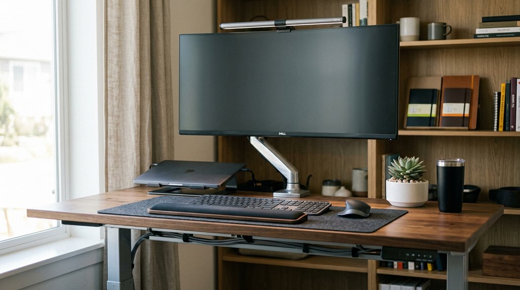 ergonomic standing desk setup