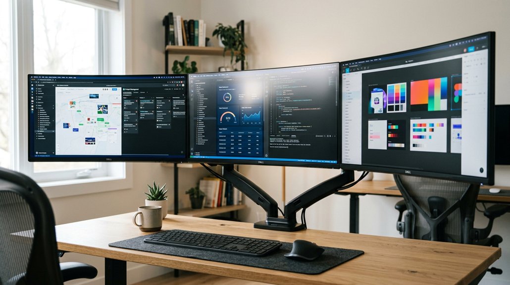 ergonomic triple monitor setup