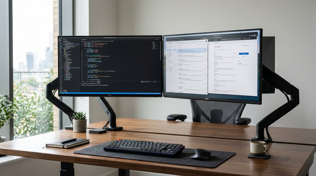flexible ergonomic dual monitor adjustment