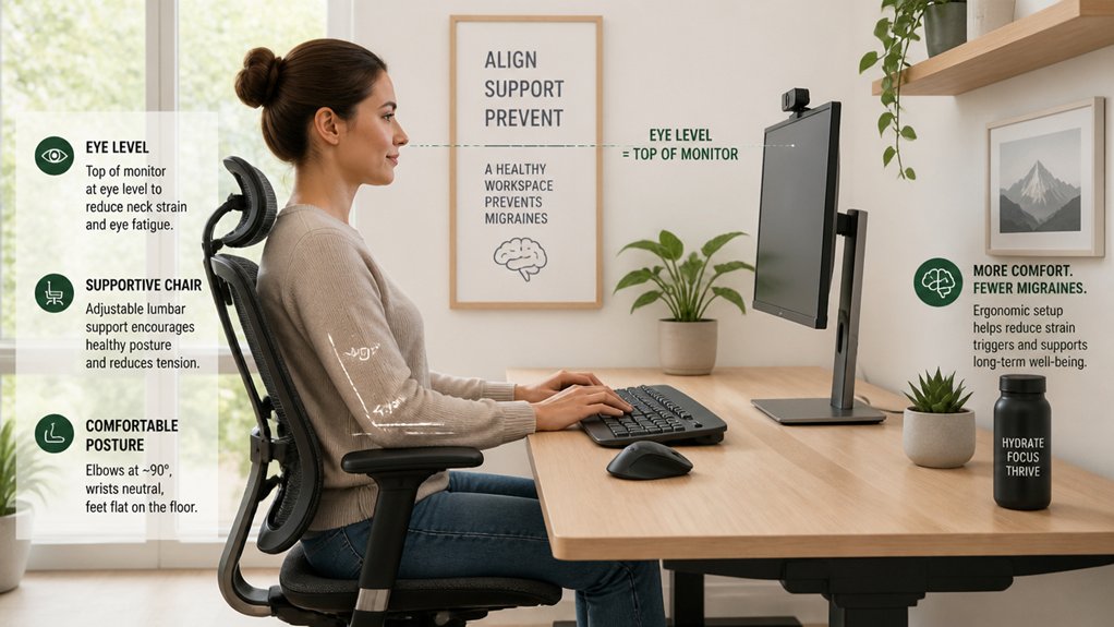 monitor positioning for headache prevention