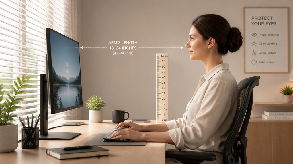 monitor positioning to reduce eye strain
